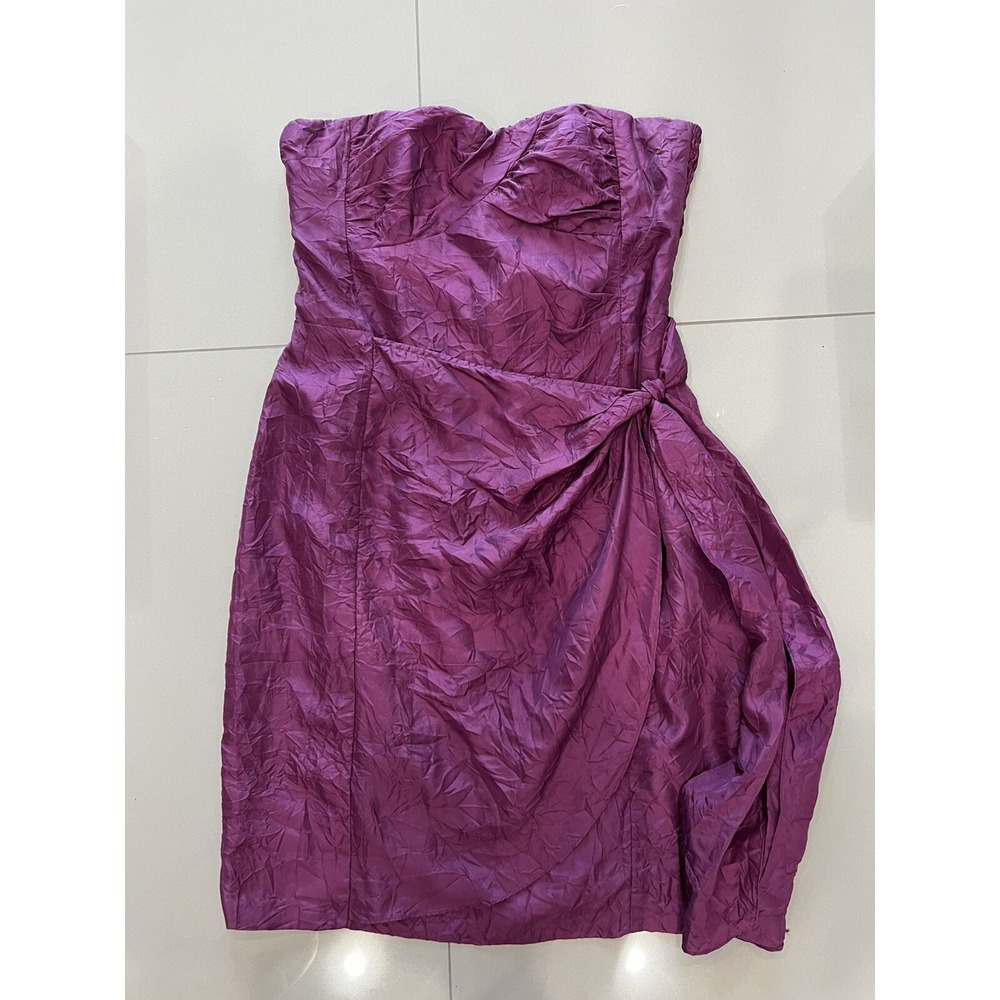Ladies Nanette Lepore Purple Silk Strapless Evening Cocktail Dress Size 6